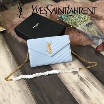 YSL-377828-07 聖邏蘭新款原版皮球紋黑扣信封包