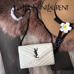 YSL-377828-01 聖邏蘭新款原版皮球紋黑扣信封包