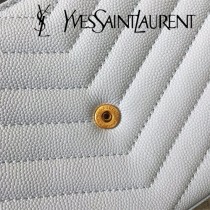 YSL-377828-07 聖邏蘭新款原版皮球紋黑扣信封包
