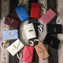 YSL-377828-02 聖邏蘭新款原版皮球紋黑扣信封包