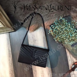 YSL-377828 聖邏蘭新款原版皮球紋黑扣信封包