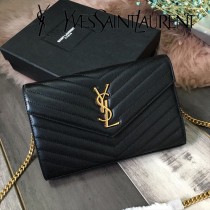 YSL-377828-02 聖邏蘭新款原版皮球紋黑扣信封包