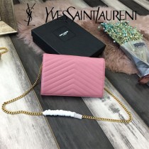 YSL-377828-010 聖邏蘭新款原版皮球紋黑扣信封包