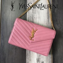 YSL-377828-010 聖邏蘭新款原版皮球紋黑扣信封包
