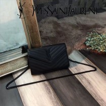 YSL-377828 聖邏蘭新款原版皮球紋黑扣信封包
