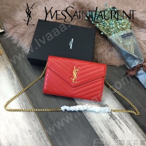 YSL-377828-08 聖邏蘭新款原版皮球紋黑扣信封包