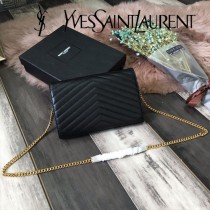 YSL-377828-02 聖邏蘭新款原版皮球紋黑扣信封包