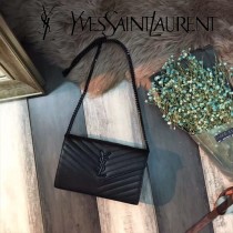 YSL-377828 聖邏蘭新款原版皮球紋黑扣信封包