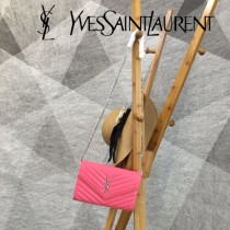 YSL-377828-018 聖邏蘭新款原版皮球紋銀扣信封包