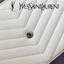 YSL-377828-014 聖邏蘭新款原版皮球紋銀扣信封包