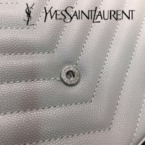 YSL-377828-013 聖邏蘭新款原版皮球紋銀扣信封包