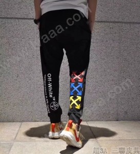 2018春季新品潮牌OFF-White 七彩色薄款棉裤运动卫裤男女情侣款束脚长裤