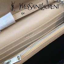 YSL-377828-015 聖邏蘭新款原版皮球紋銀扣信封包