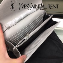 YSL-377828-013 聖邏蘭新款原版皮球紋銀扣信封包
