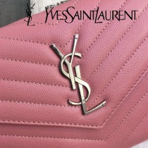 YSL-377828-016 聖邏蘭新款原版皮球紋銀扣信封包