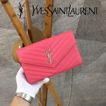 YSL-377828-018 聖邏蘭新款原版皮球紋銀扣信封包