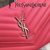 YSL-377828-012 聖邏蘭新款原版皮球紋銀扣信封包