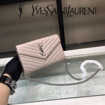 YSL-377828-011 聖邏蘭新款原版皮球紋銀扣信封包