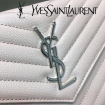 YSL-377828-011 聖邏蘭新款原版皮球紋銀扣信封包