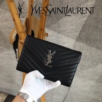 YSL-377828-012 聖邏蘭新款原版皮球紋銀扣信封包