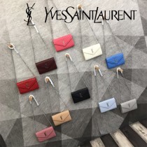 YSL-377828-011 聖邏蘭新款原版皮球紋銀扣信封包