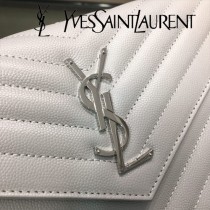 YSL-377828-013 聖邏蘭新款原版皮球紋銀扣信封包