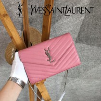YSL-377828-016 聖邏蘭新款原版皮球紋銀扣信封包