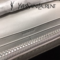 YSL-377828-013 聖邏蘭新款原版皮球紋銀扣信封包