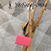 YSL-377828-018 聖邏蘭新款原版皮球紋銀扣信封包