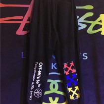 2018春季新品潮牌OFF-White 七彩色薄款棉裤运动卫裤男女情侣款束脚长裤