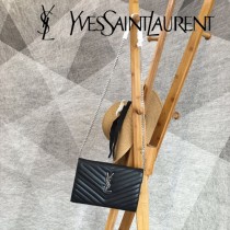 YSL-377828-012 聖邏蘭新款原版皮球紋銀扣信封包