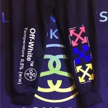 2018春季新品潮牌OFF-White 七彩色薄款棉裤运动卫裤男女情侣款束脚长裤