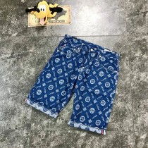 夏日潮男必备！EVISU福神18新款蓝色提花牛男士仔短裤