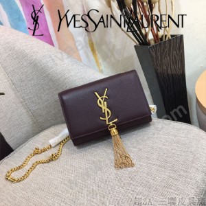YSL-354120-01  聖邏蘭新款原版皮魚子醬流蘇斜背包