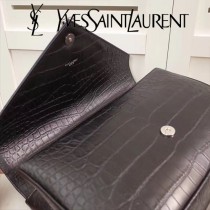 YSL原版皮新款  392738  牛皮壓鱷魚紋郵差包  鏈條包