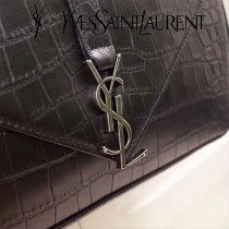 YSL原版皮新款  392738  牛皮壓鱷魚紋郵差包  鏈條包