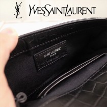 YSL原版皮新款  392737  牛皮壓鱷魚紋郵差包  鏈條包