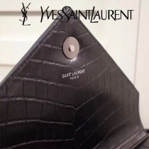 YSL原版皮新款  392737  牛皮壓鱷魚紋郵差包  鏈條包