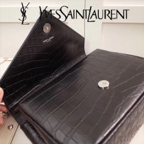 YSL原版皮新款  392738  牛皮壓鱷魚紋郵差包  鏈條包