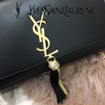 YSL-377830-05  聖邏蘭新款原版皮平紋流蘇斜挎包