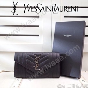 YSL原版皮新款437469-2 山羊紋聖羅蘭新款錢包