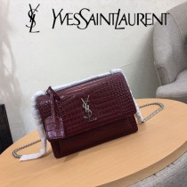 YSL-441971-06  聖邏蘭新款原版皮鱷魚紋斜背包