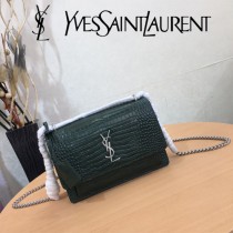 YSL-441971-02  聖邏蘭新款原版皮鱷魚紋斜背包