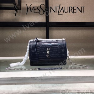 YSL-441971-03  聖邏蘭新款原版皮鱷魚紋斜背包