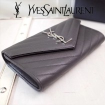 YSL原版皮新款437469-10 山羊紋聖羅蘭新款錢包