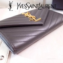 YSL原版皮新款437469-11 山羊紋聖羅蘭新款錢包