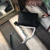 YSL-441971-05  聖邏蘭新款原版皮鱷魚紋斜背包