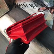 YSL-441971-08  聖邏蘭新款原版皮鱷魚紋斜背包