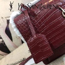 YSL-441971-06  聖邏蘭新款原版皮鱷魚紋斜背包