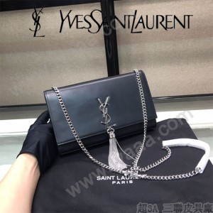 YSL-377830  聖邏蘭新款原版皮平紋流蘇斜挎包